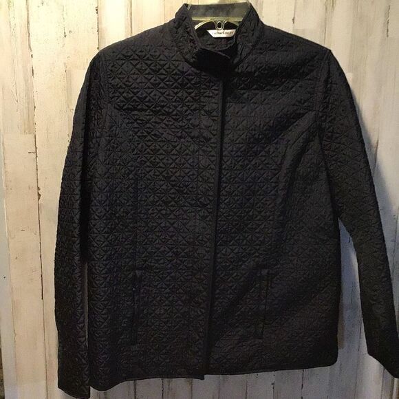 Jacket by Laura, Ashley quilted black size small zip up - Picture 1 of 6